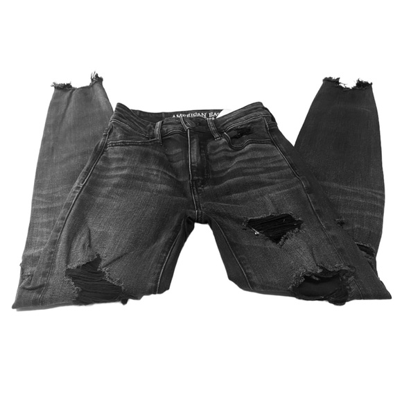 American Eagle Outfitters Denim - American Eagles Black Distressed Super Stretch X Hi Rise Jegging Jean Size 00